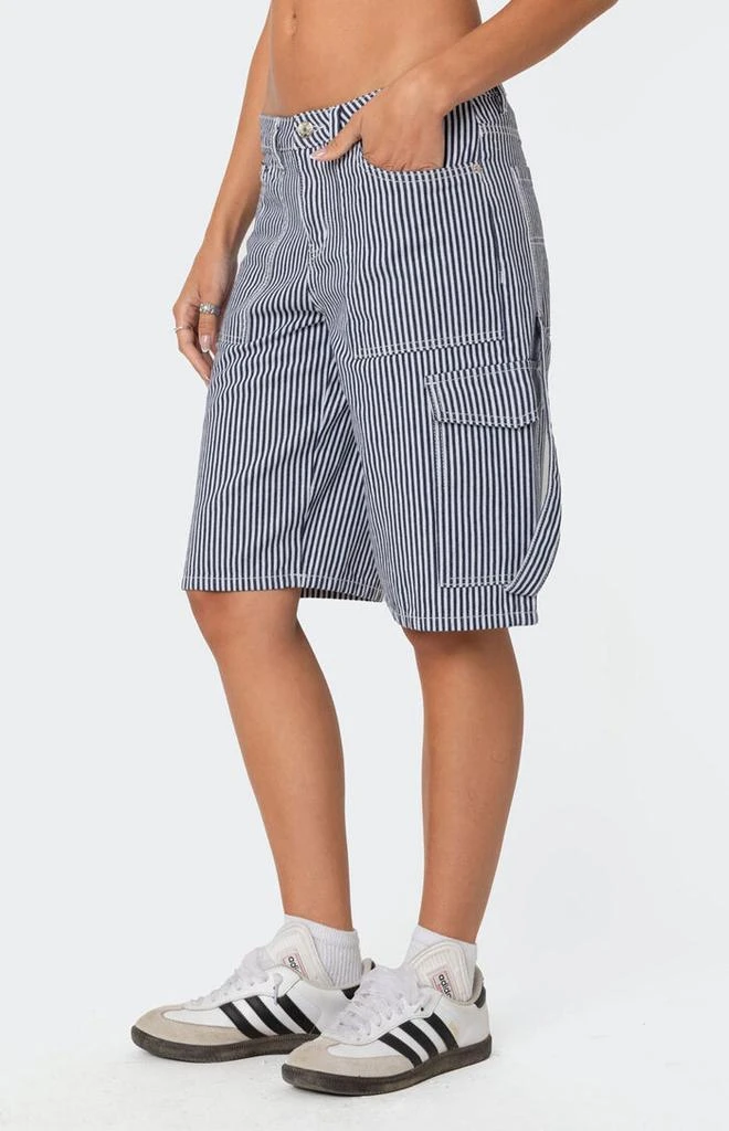 Edikted Friday Striped Low Rise Cargo Shorts 4