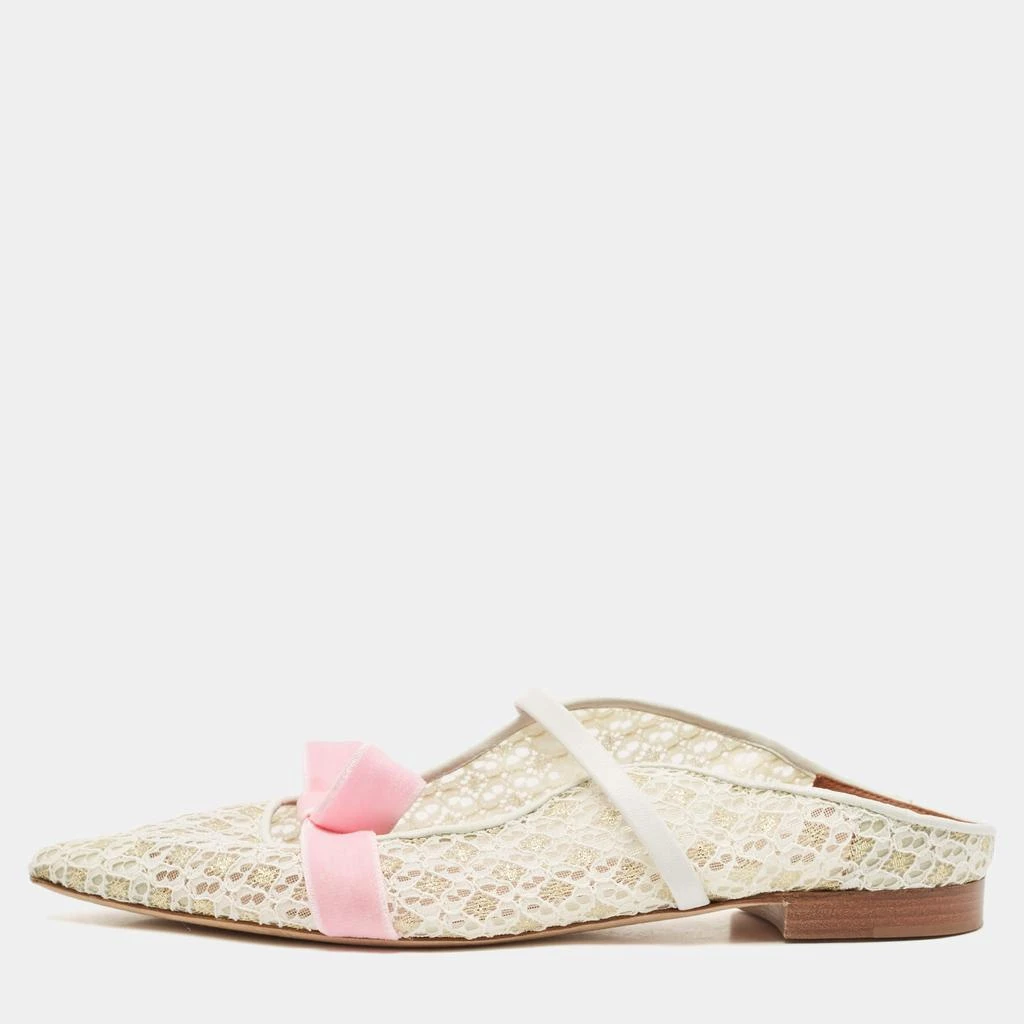 Malone Souliers Malone Souliers White/Pink Lace and Leather Maureen Flat Sandals Size 37.5 1