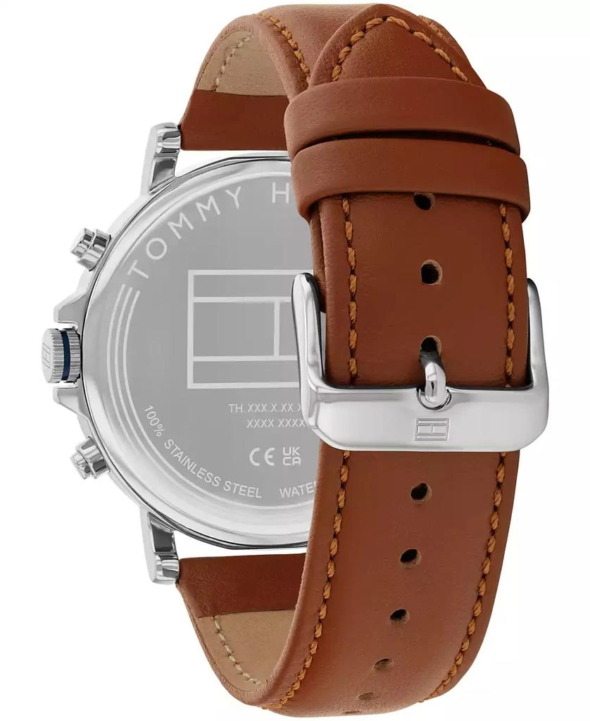 Tommy Hilfiger Men's Multifunction Brown Leather Strap Watch 3
