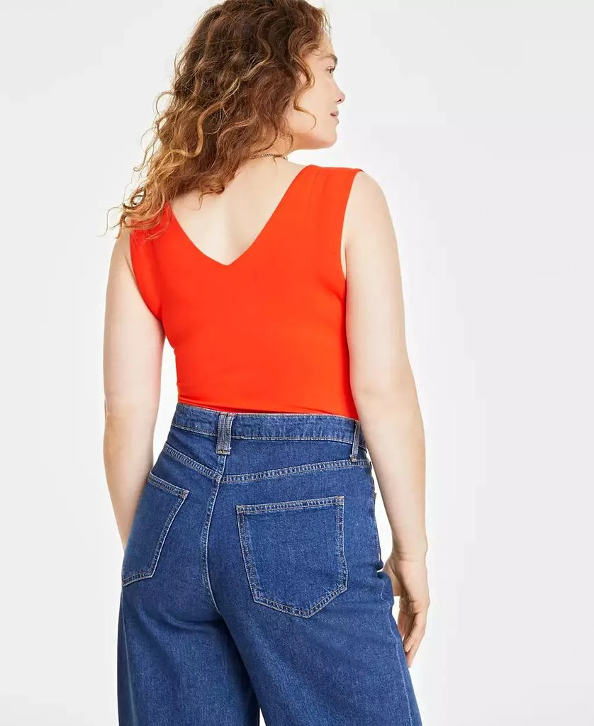 On 34th Women's Knit Double V-Neck Bodysuit, Created for Macy's 2