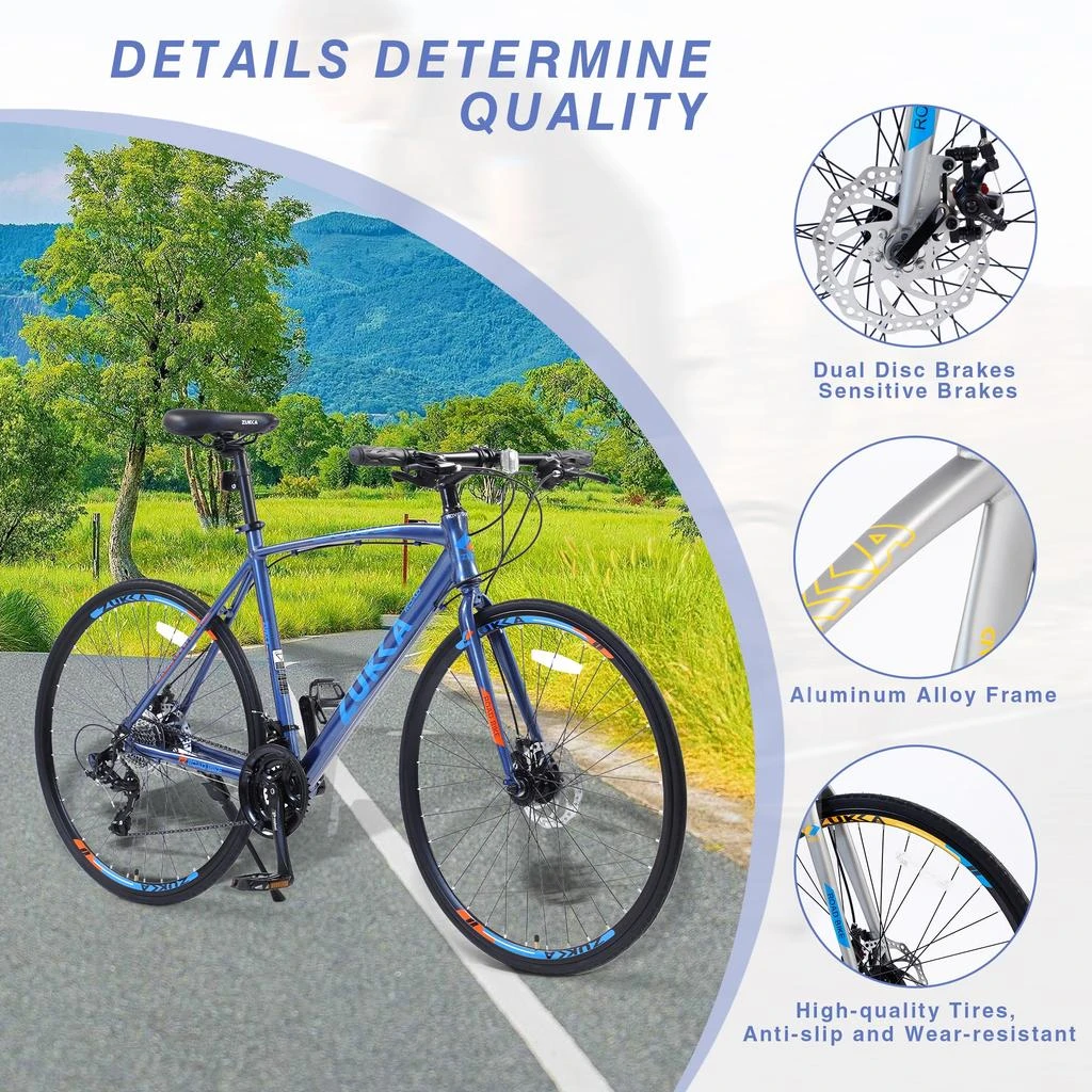 Streamdale Furniture Streamdale 27 Speed Hybrid Bike Disc Brake 700C Road Bike For Men Women's City 5