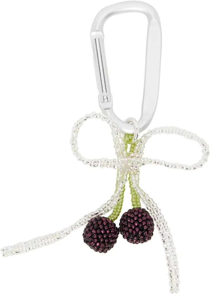 Pura Utz Silver Dark Cherry Bow Carabiner Keychain