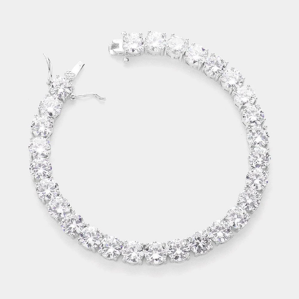 FASHNZFAB Round CZ Stone Tennis Evening Bracelet 3