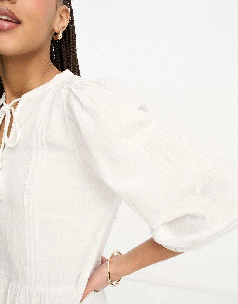 VERO MODA Vero Moda lace detail smock mini dress in white 4