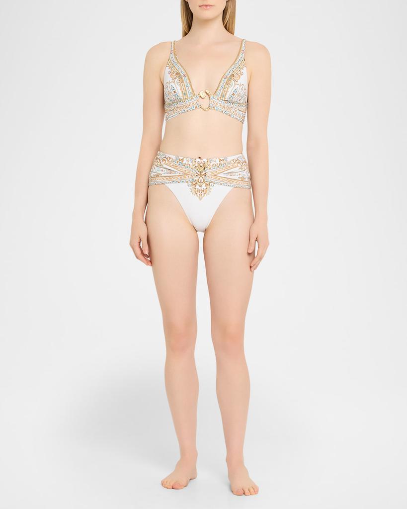 Camilla Ottoman Dynasty High Triangle Bikini Top with Front Trim