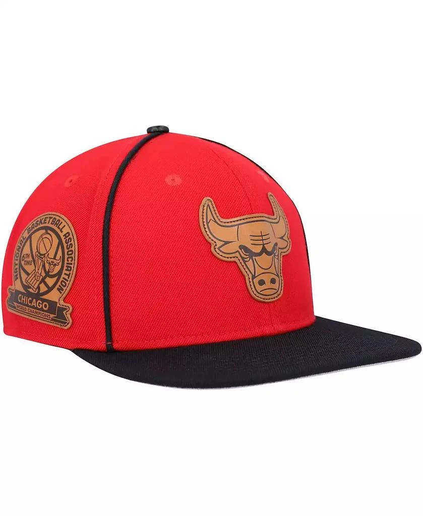Pro Standard Men's Red, Black Chicago Bulls Heritage Leather Patch Snapback Hat 1