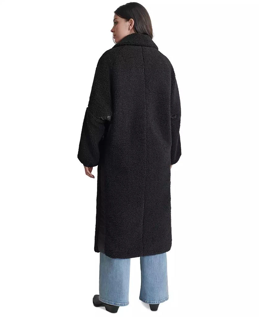 DKNY Women's Sherpa Fleece Contrast-Trim Zip-Front Coat 2