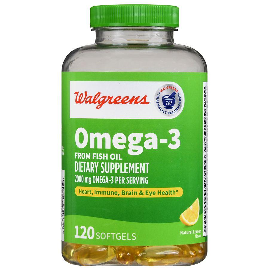 Walgreens Omega-3 From Fish Oil 2000 mg Softgels (120 days) Natural Lemon