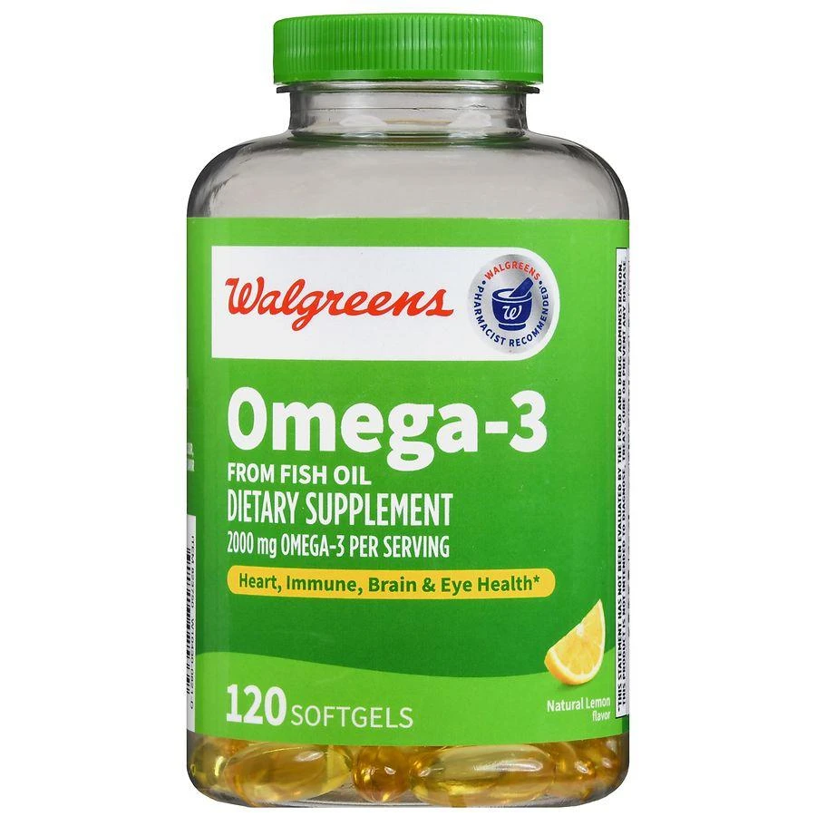 Walgreens Omega-3 From Fish Oil 2000 mg Softgels (120 days) Natural Lemon 2