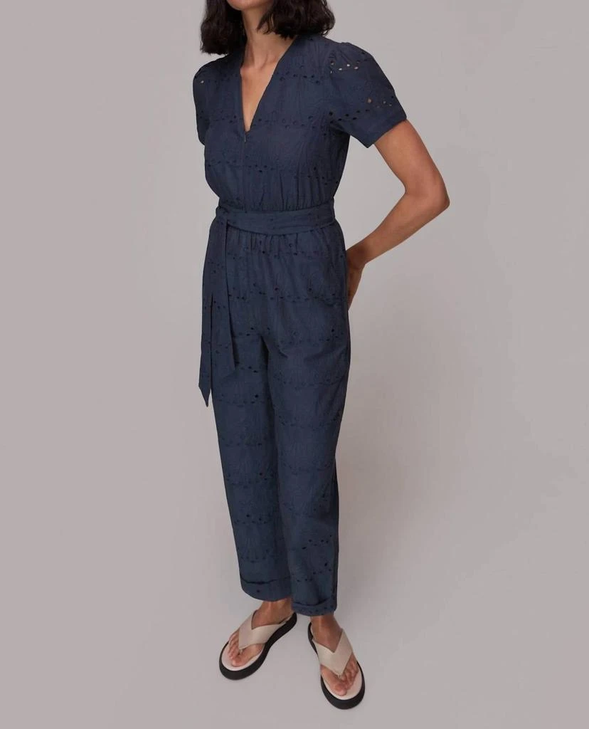 Whistles Whistles - Zoe Broderie Tied Waist Eyelet Cotton Jumpsuit 2