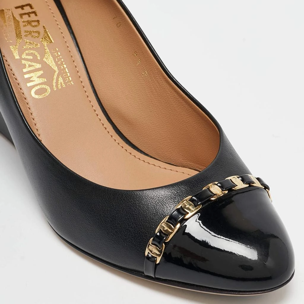 Salvatore Ferragamo Salvatore Ferragamo Black Leather Nana Wedge Pumps Size 40 7