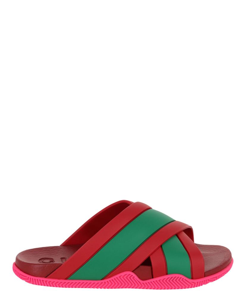 Gucci Rubber Web Striped Sandals