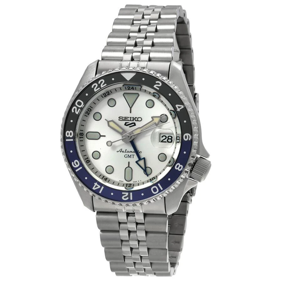 Seiko 5 Sports GMT Automatic Silver Dial Batman Bezel Men's Watch SSK033 1