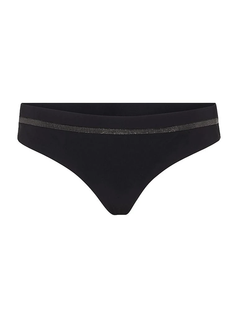 Brunello Cucinelli Techno Jersey Bikini Bottoms with Monili