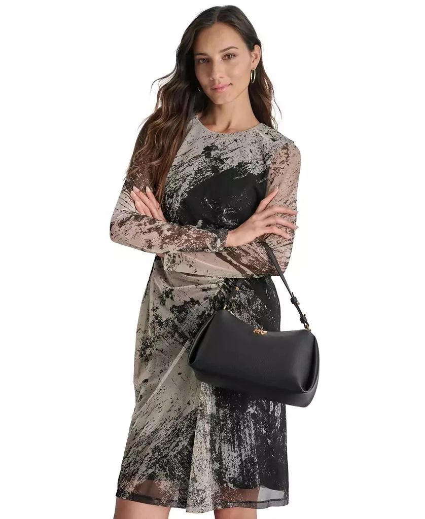 DKNY Women's Printed Long-Sleeve Side-Ruched Dress 4