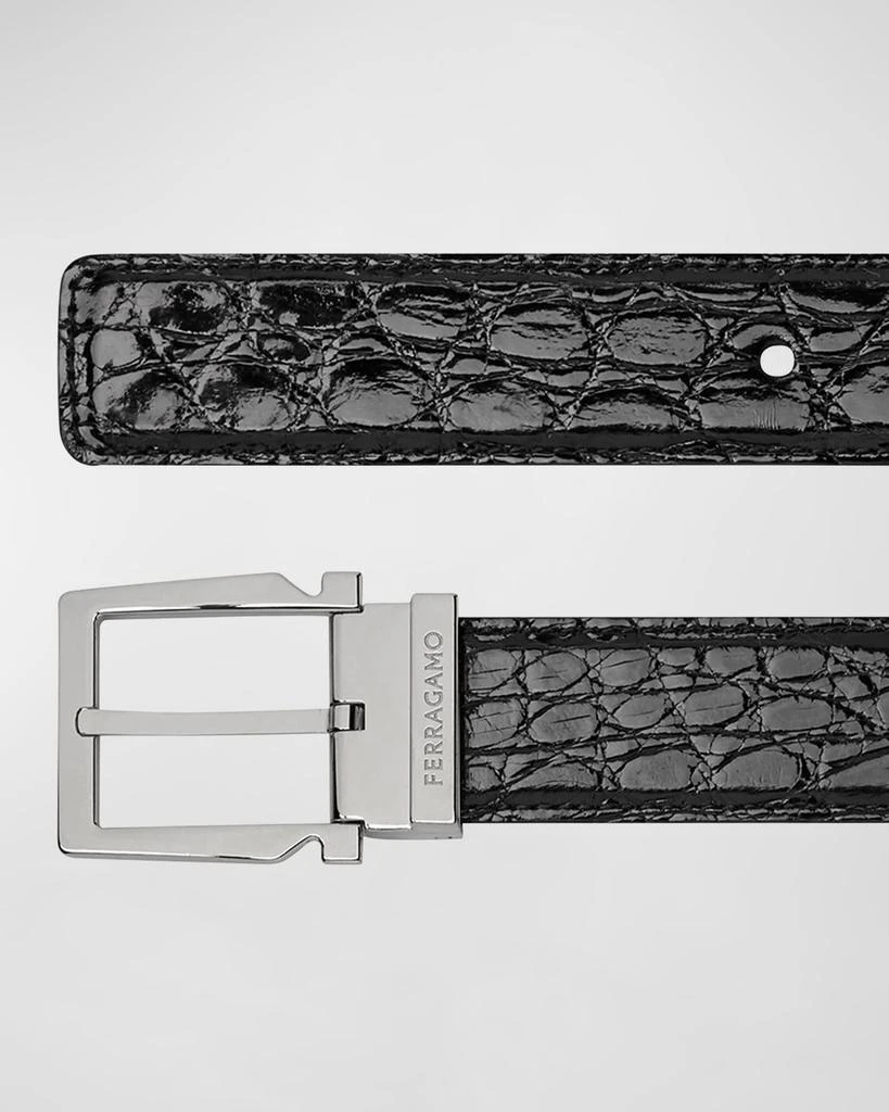 Salvatore Ferragamo Men's Adjustable Crocodile Gancini Belt 3