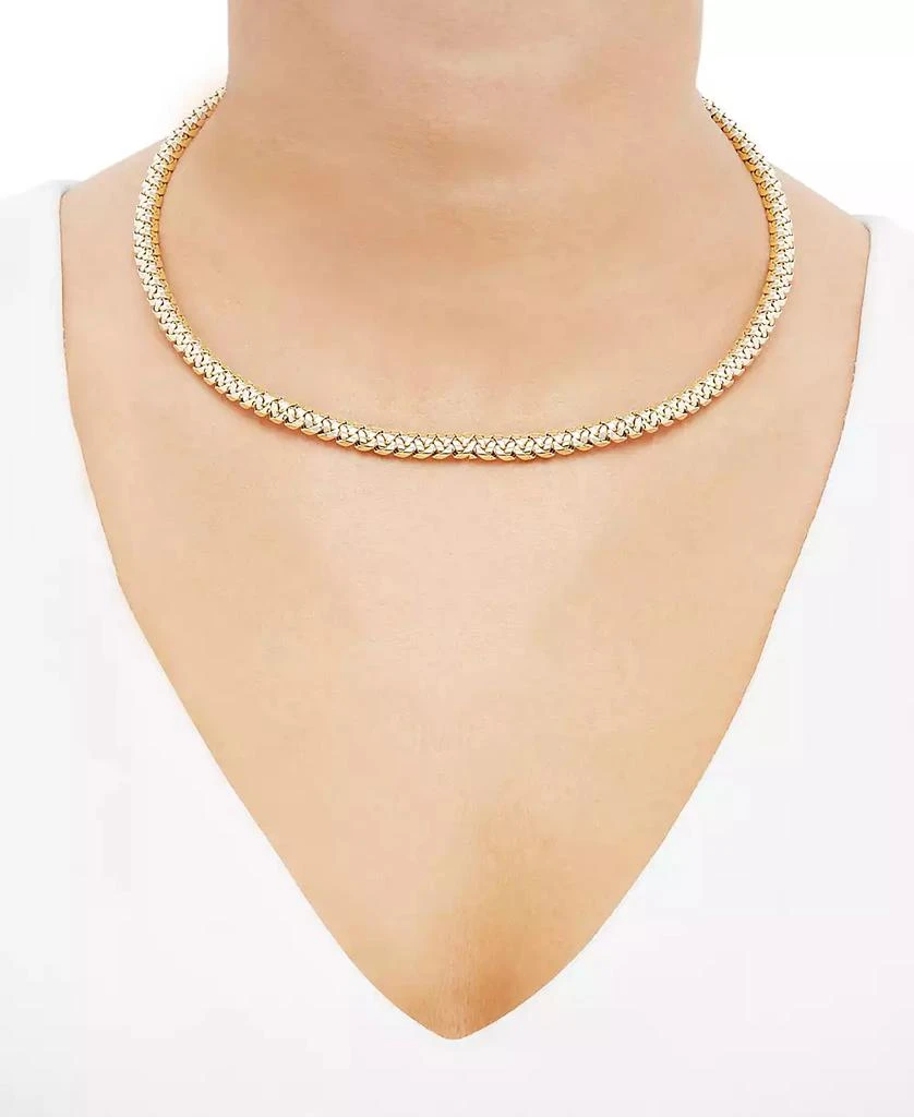 Italian Gold Polished Woven Link 17" Chain Necklace in 14k Gold 2
