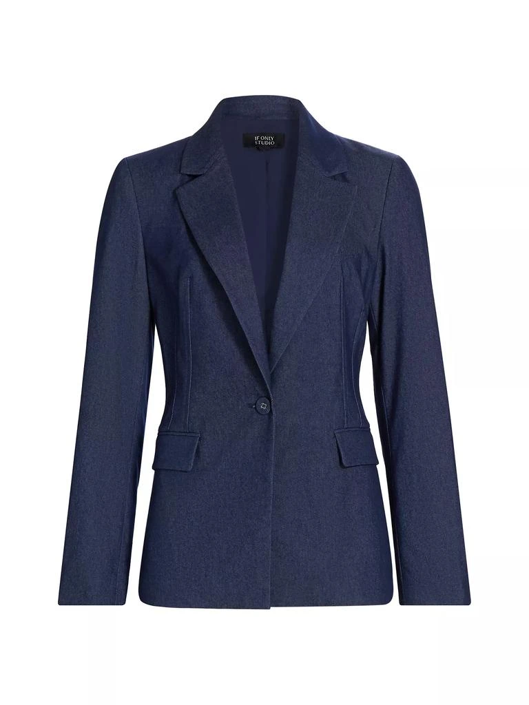 If Only Studio Stretch-Denim Single-Breasted Blazer 1