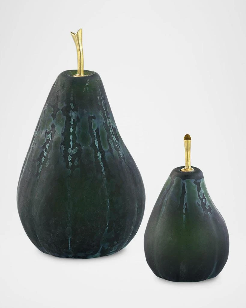 John Richard Glass Pear Sculptures, Set of 2 1