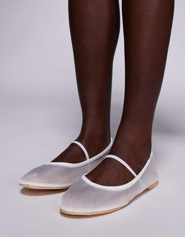 Public Desire Public Desire Twiggy mesh ballet flats in white
