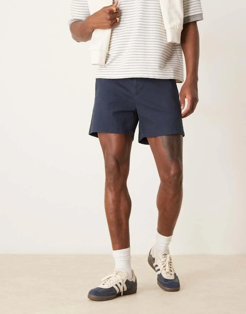 ASOS ASOS DESIGN shorter length skinny chino shorts in navy 2