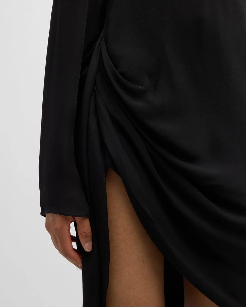 Brandon Maxwell Raina Scarf-Neck Draped Silk Mini Dress 5