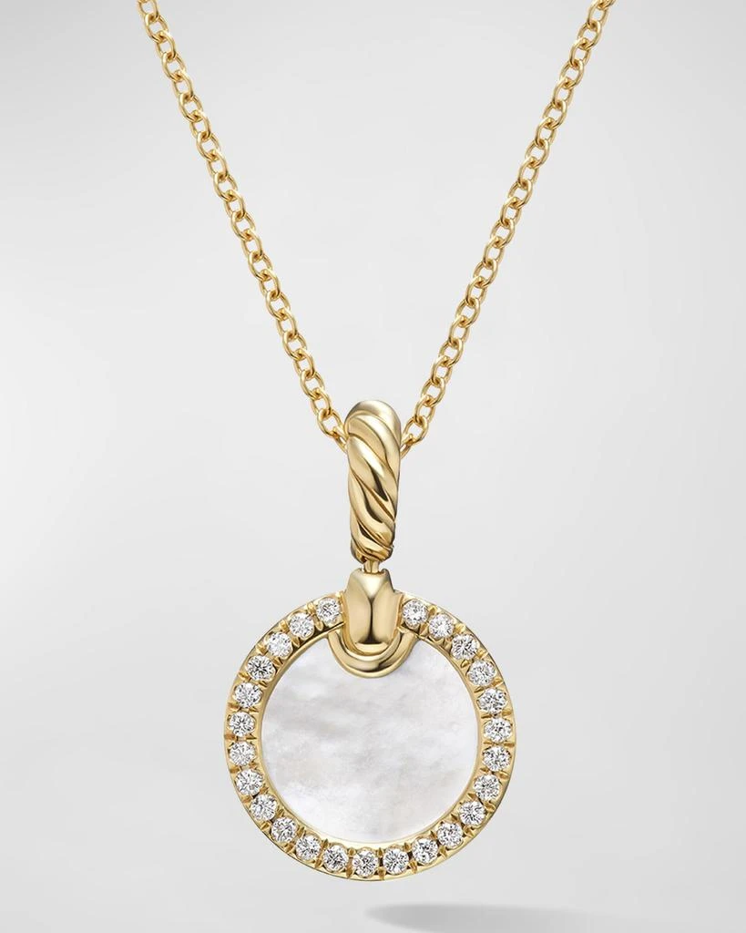 David Yurman DY Elements Pendant Necklace with Gemstone and Diamonds in 18K Gold, 17.8mm, 16-18"L