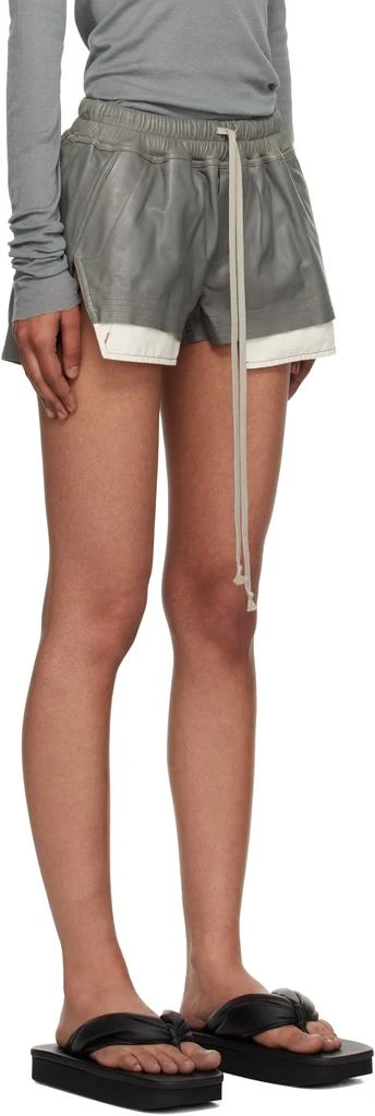 Rick Owens Gray Concordians Fog Boxer Leather Shorts 2