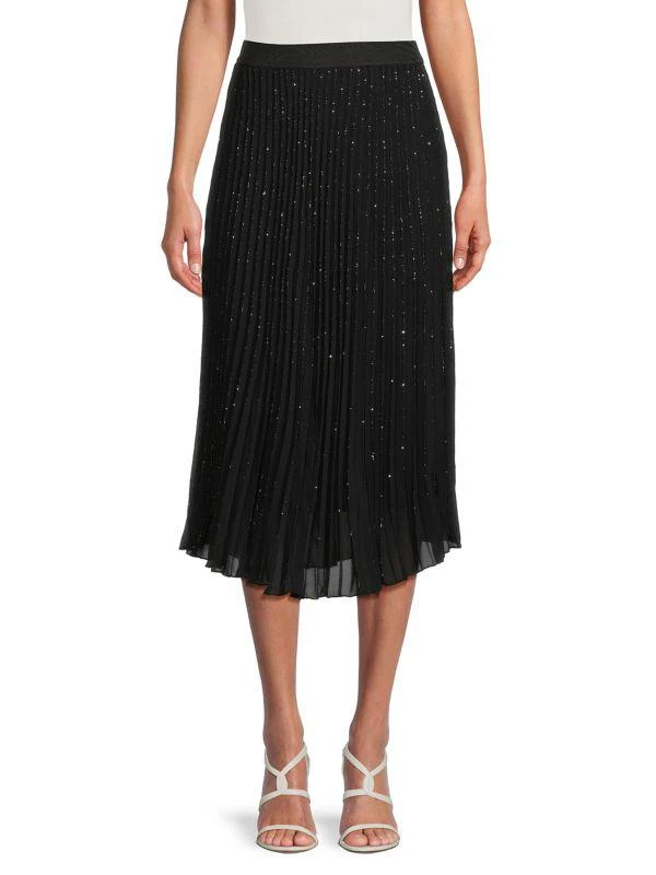 Wdny Speckled Accordion Pleat Midi Skirt 1