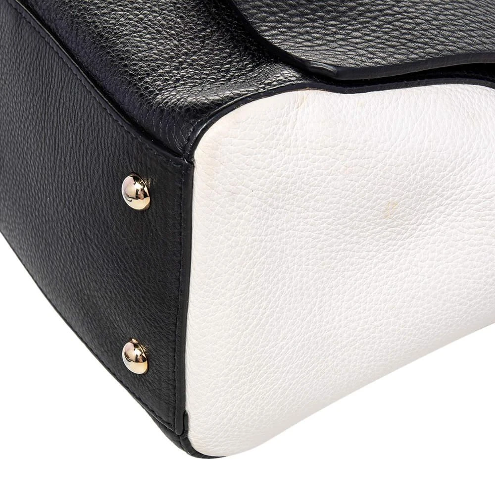 Furla Furla Black/White Leather Flap Top Handle Bag 12