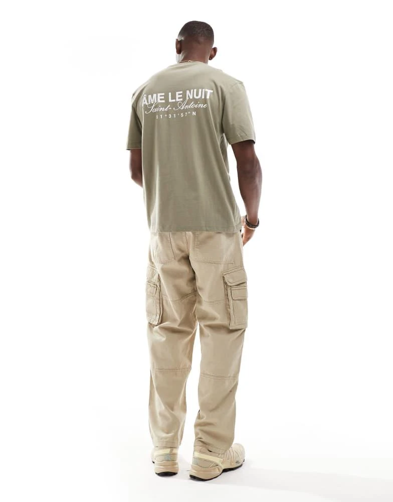 River Island River Island ame le nuit logo t-shirt in khaki 4