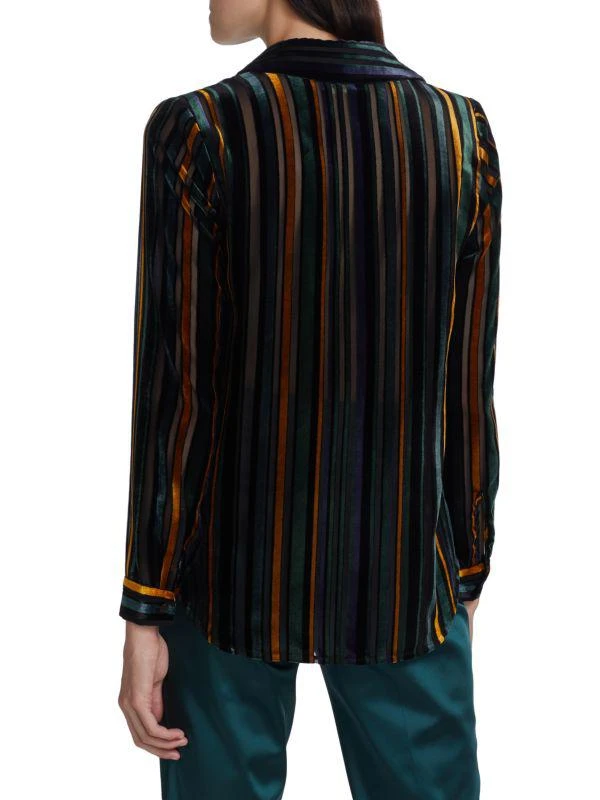 L'Agence Laurent Striped Velvet Shirt 2