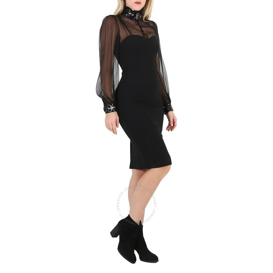 Moschino Ladies Black Sheer Blouse Buckled Dress 2