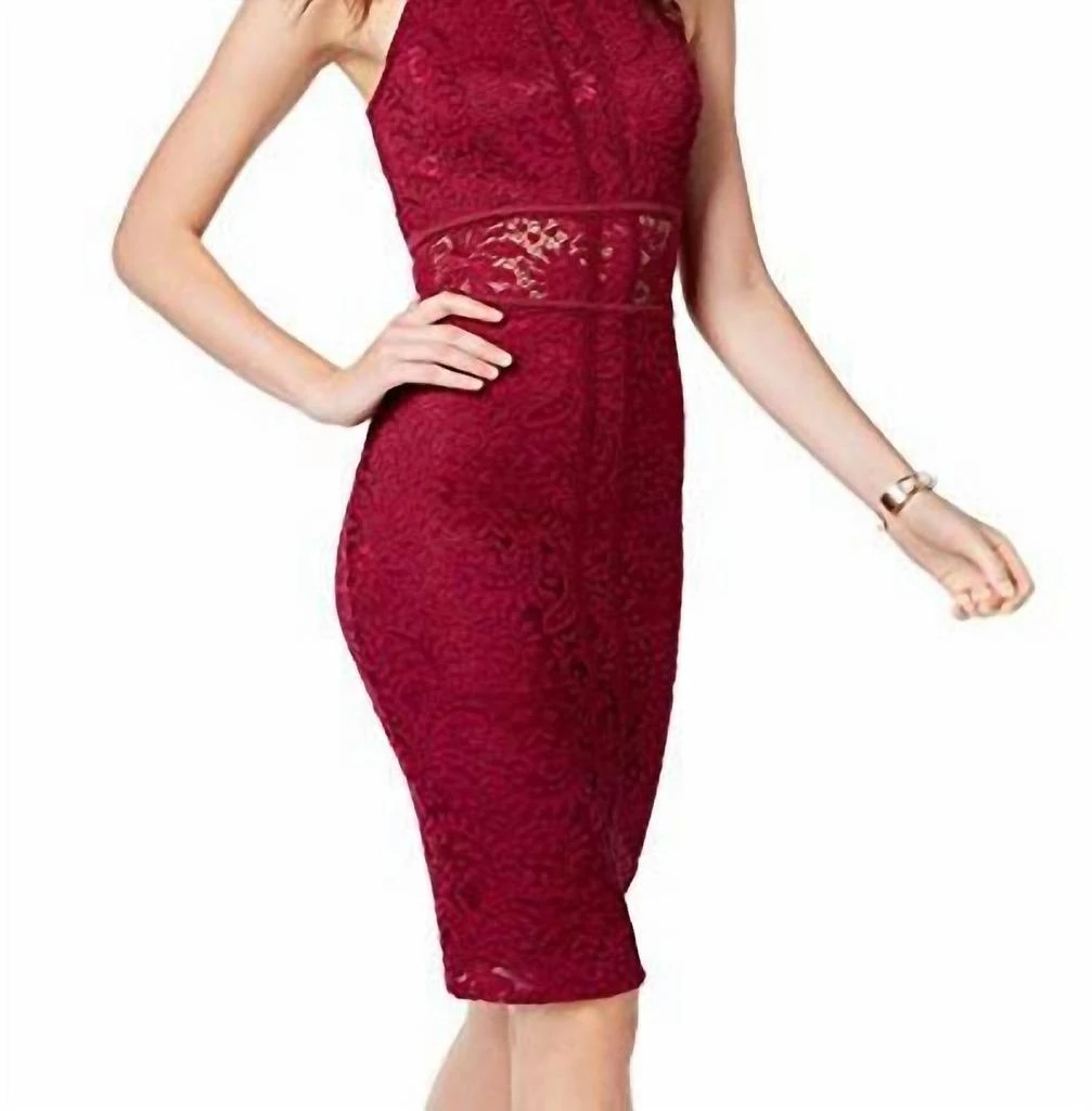 Material Girl Material Girl - Raspberry Radiance Lace Halter Juniors Bodycon Dress 1
