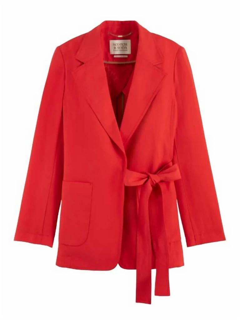 Scotch & Soda Belted Blazer In Amp Red 3