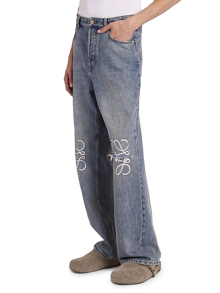 Loewe Embroidered Anagram Straight-Leg Jeans 4