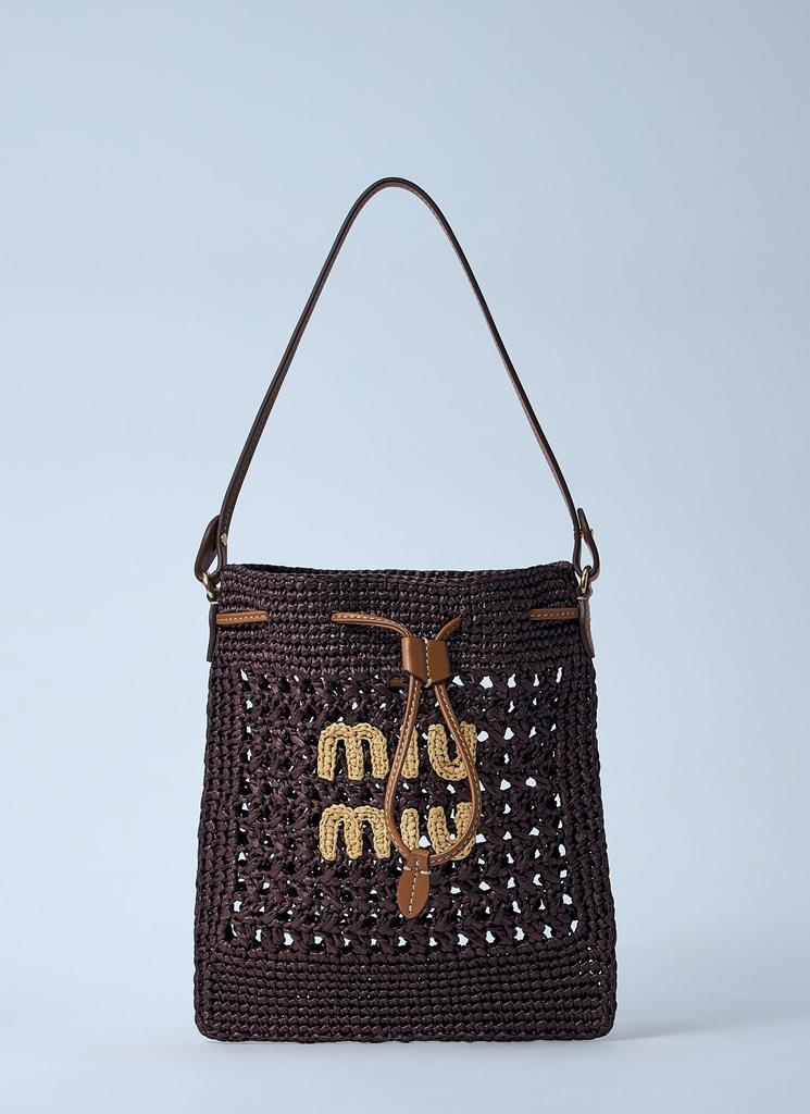 【関税&送料込】Miu Miu Brown Raffia Shoulder Bag Miu Miu Raffia-Effect Woven Shoulder Bag in Brown | Lyst