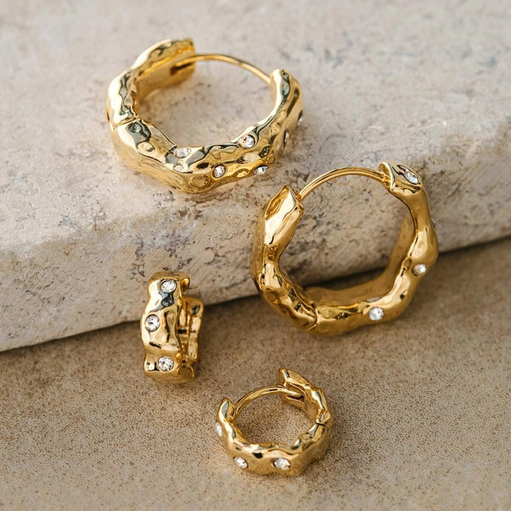 Orelia London Molten Huggie Hoop Earrings Made With Swarovski Crystals 3