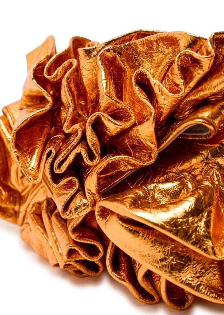 Dries Van Noten Ruffled crinkled metallic leather clutch 3