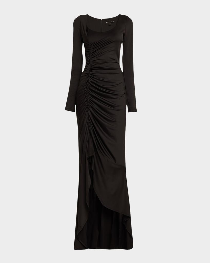 Black Halo Atlanta Ruched High-Low Jersey Maxi Dress