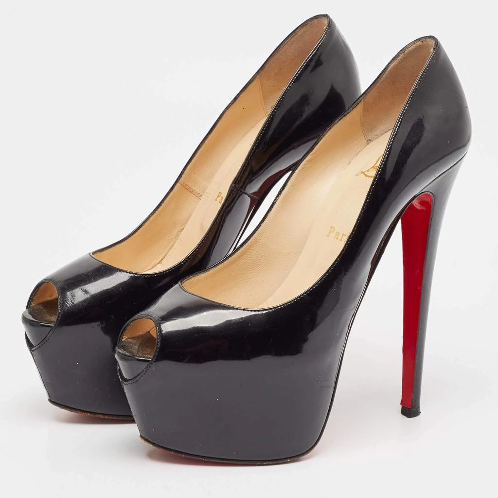 Christian Louboutin Christian Louboutin Black Patent Leather Highness Platform Pumps Size 38.5 2