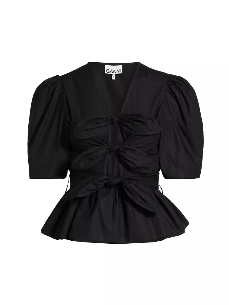 Ganni Tie-Front Cotton Blouse 1