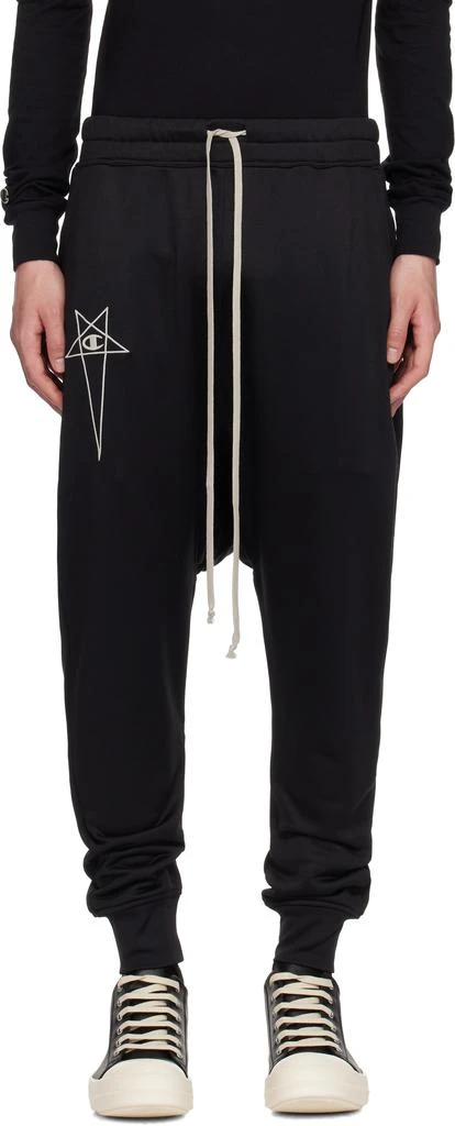 Rick Owens Black Champion Edition Prisoner Drawstring Sweatpants 1