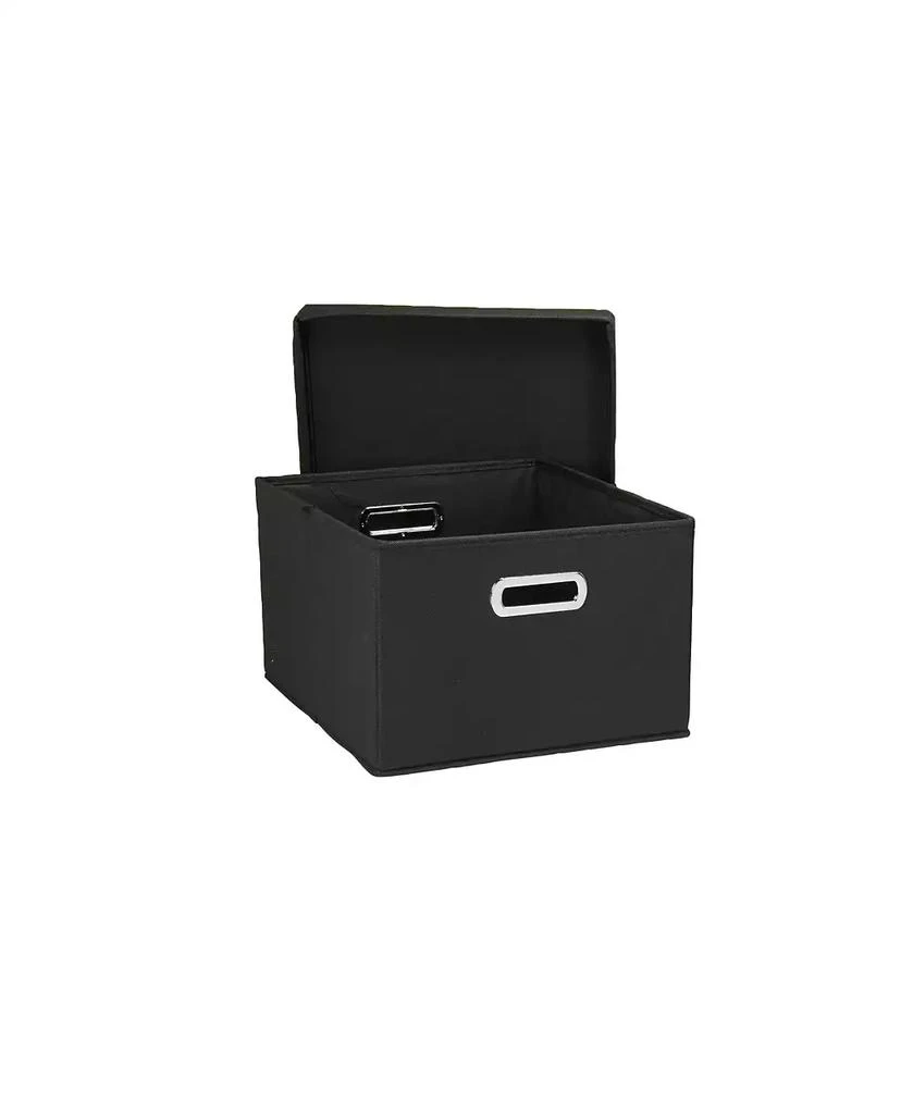 Household Essentials Storage Bins with Lids and Chromed Grommet Handles, Set of 2, Black 4