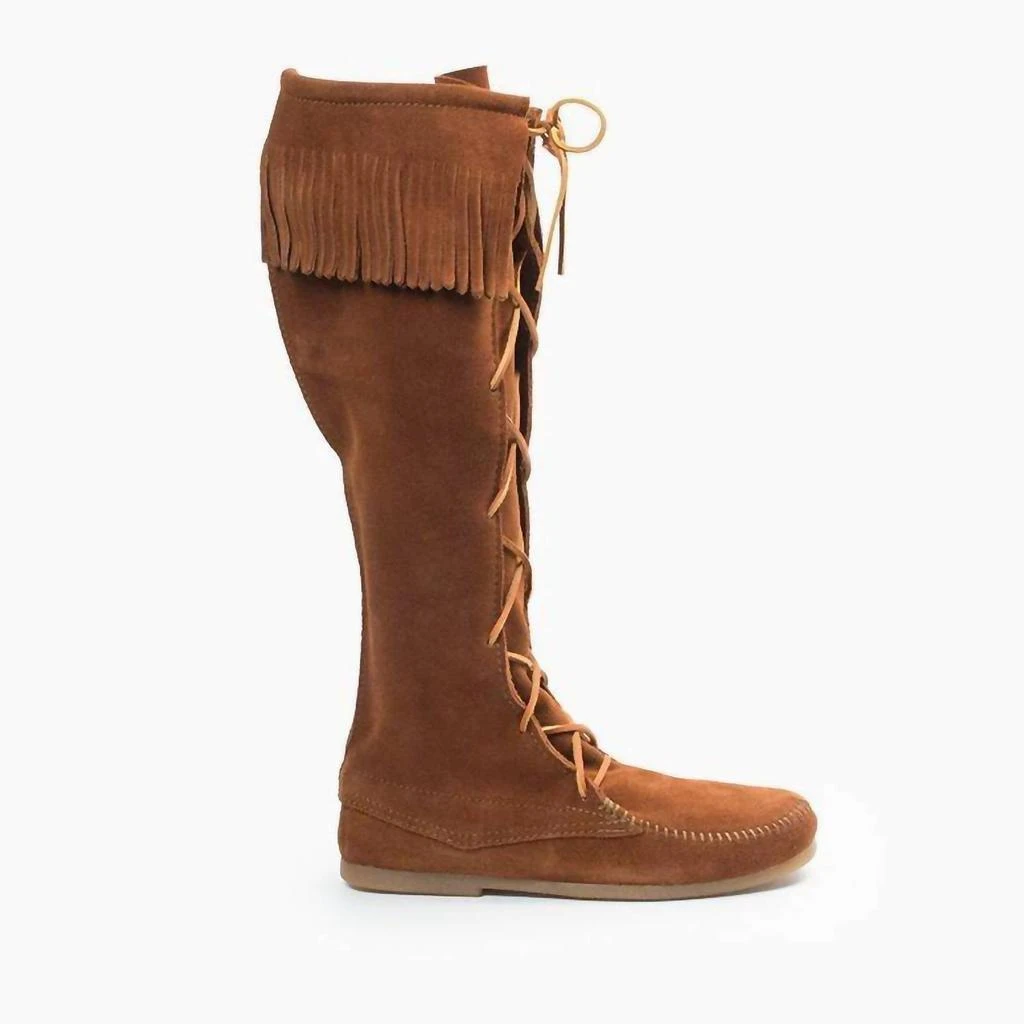 Minnetonka Minnetonka - Women's Front Laced Knee High Fringe Moccasin Boot 3