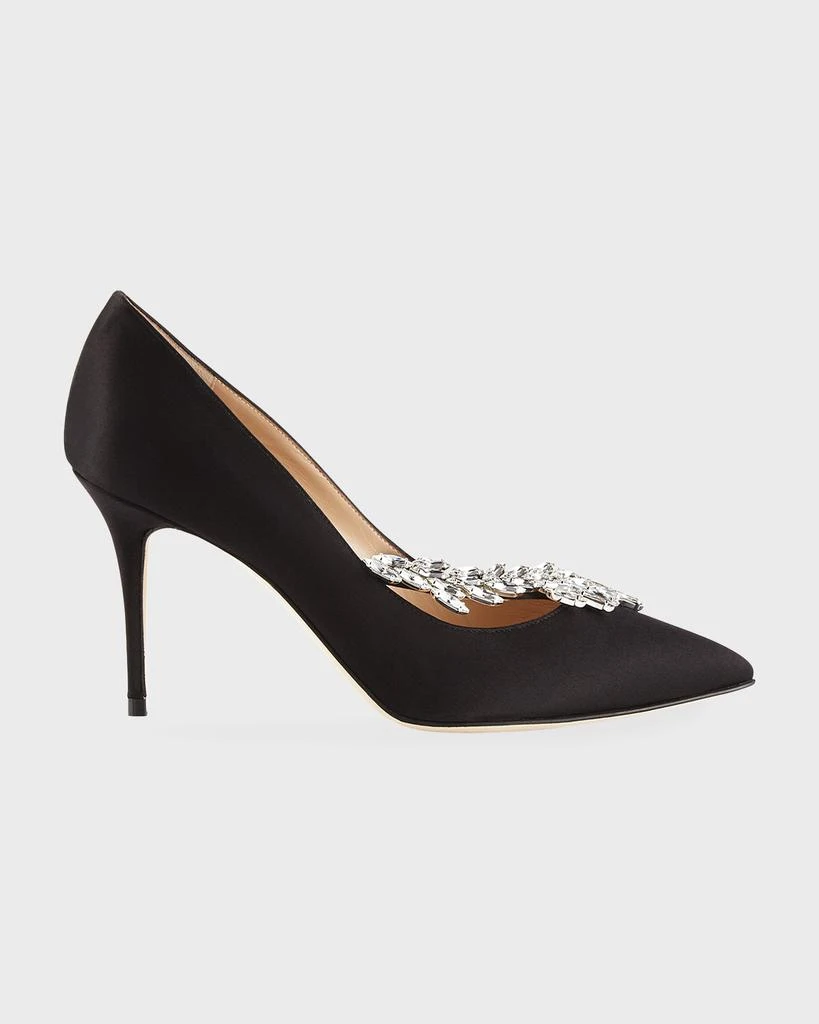 Manolo Blahnik Nadira Jeweled Satin 90mm Pump 1