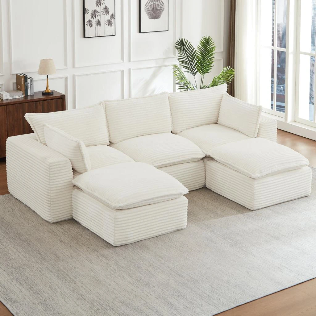 Streamdale Furniture Streamdale Cloud Sectional Couches for Living Room, Convertible L-Shape Couch with Ottoman