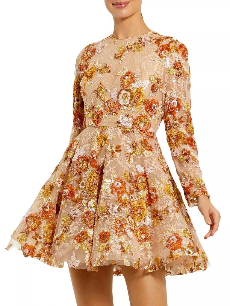 chinese dress ladies Floral-Print Short Pink Party Dress with Ruffles PromGirl