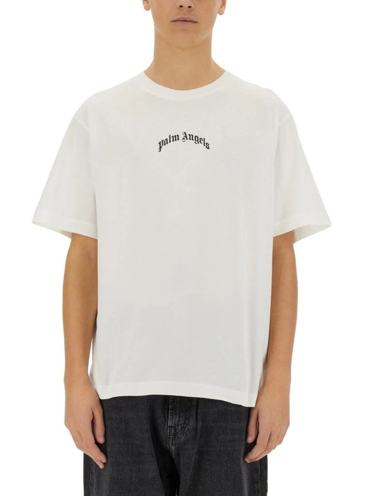 Palm Angels Palm Angels Curved-Logo Printed Crewneck T-Shirt 1