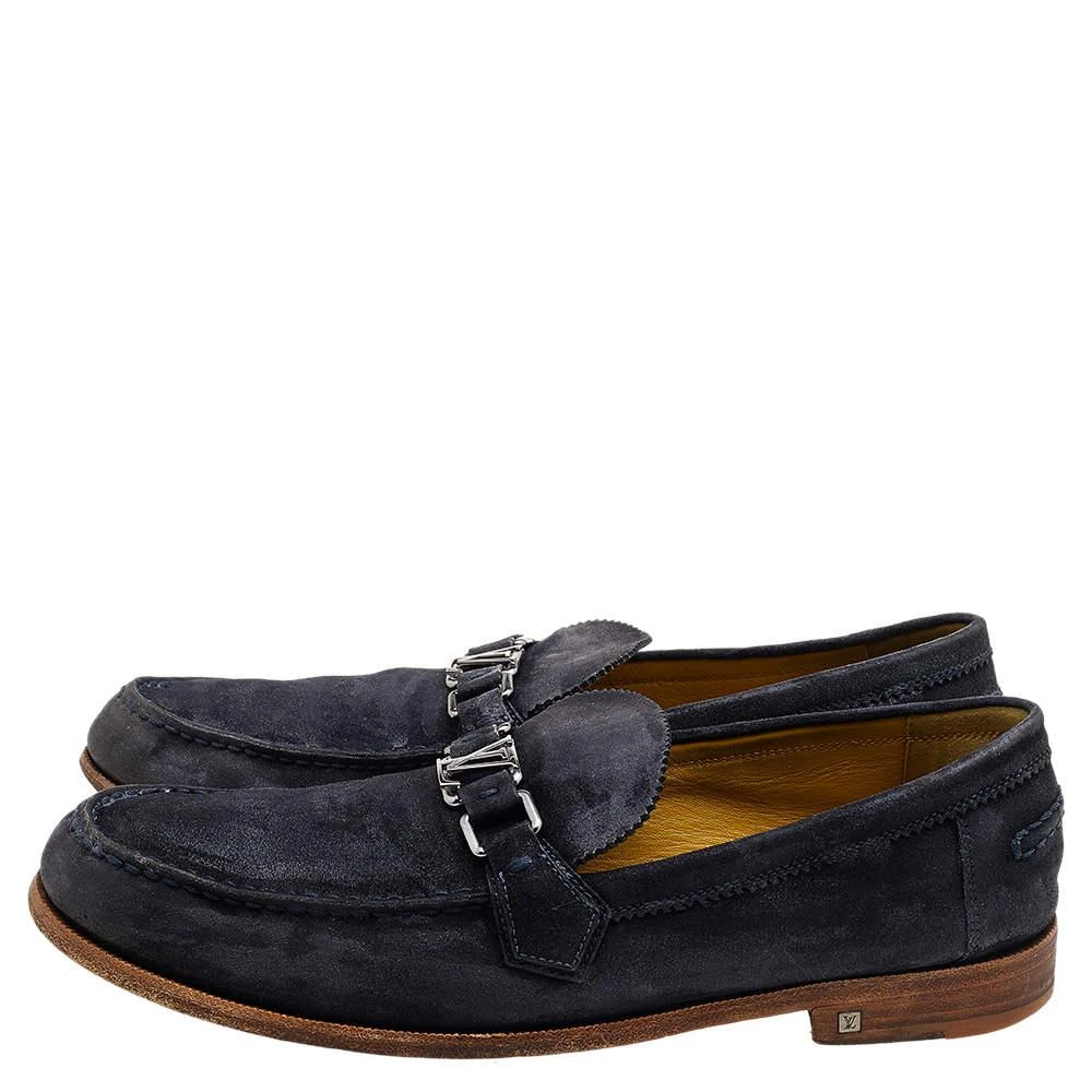 Louis Vuitton Louis Vuitton Blue Suede Major Slip On Loafers Size 45 4